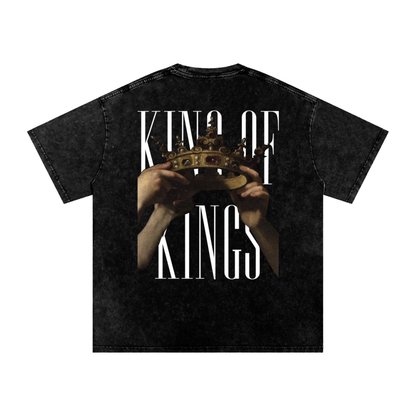 Christ Conquers, King of Kings oversized snow washed t-shirt